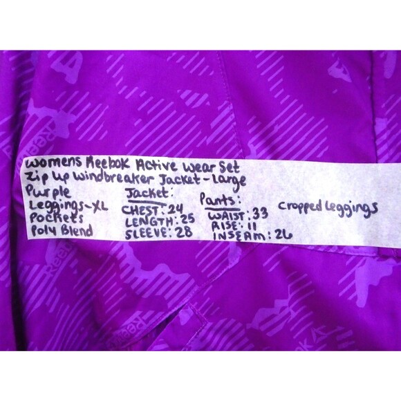 VTG Reebok Track Windbreaker Suit Womens Top Size L Leggings size XL 2 Piece Set - Picture 4 of 13